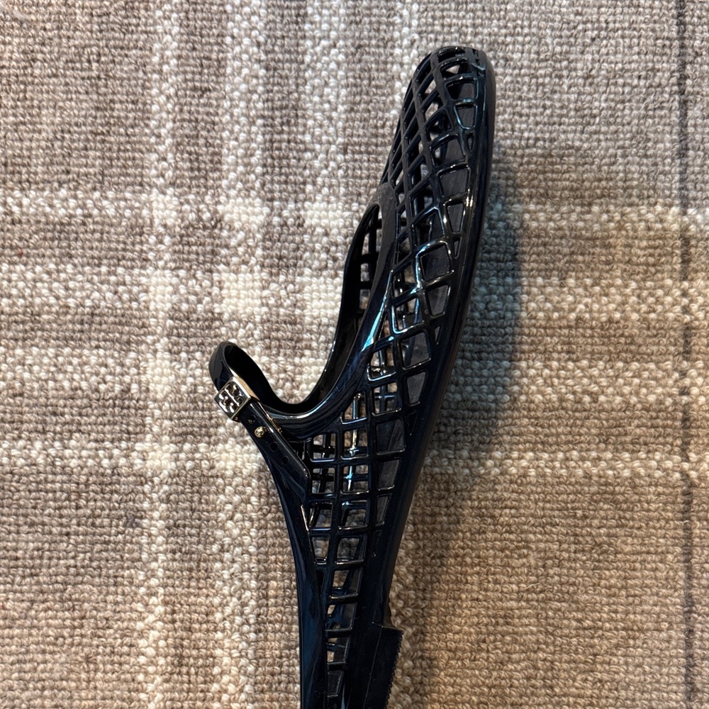 Tory Burch Black Lattice Flats with Gold Detail - Picture 4 of 5